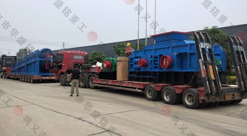 雙齒輥破（pò）碎機配套滾（gǔn）筒篩發貨